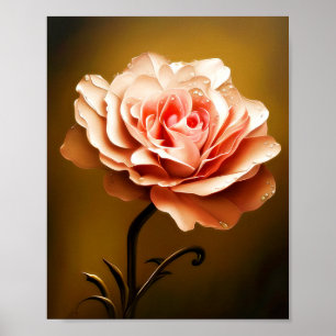 Affiche Rose simple avec taches d'eau