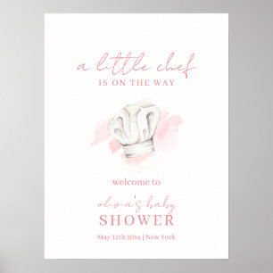Affiche Rose Simple Moderne Petit Chef Baby shower Accueil