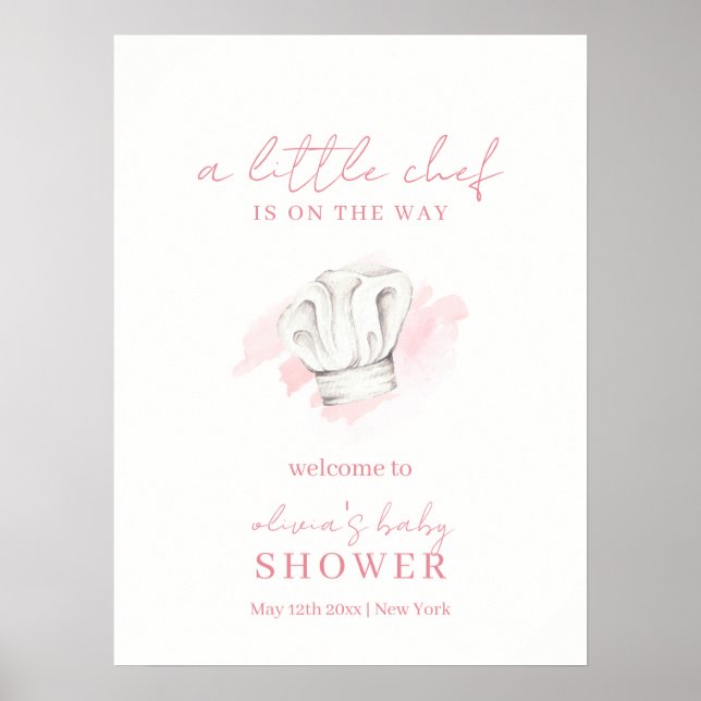 Affiche Rose Simple Moderne Petit Chef Baby shower Accueil (Devant)