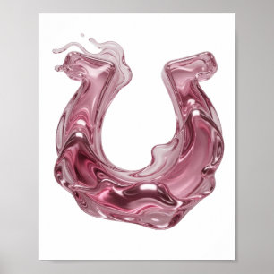 Affiche Rose Tendance Fonte Métal LIQUIDE 3D U Design Mode
