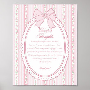 Affiche Rose Vintage Élégant Floral Couches Pensées Bébé
