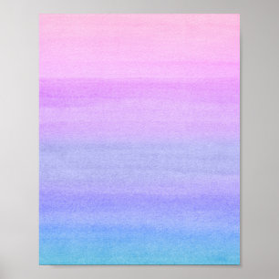 Affiche Rose violet bleu Abstrait Aquarelle Art