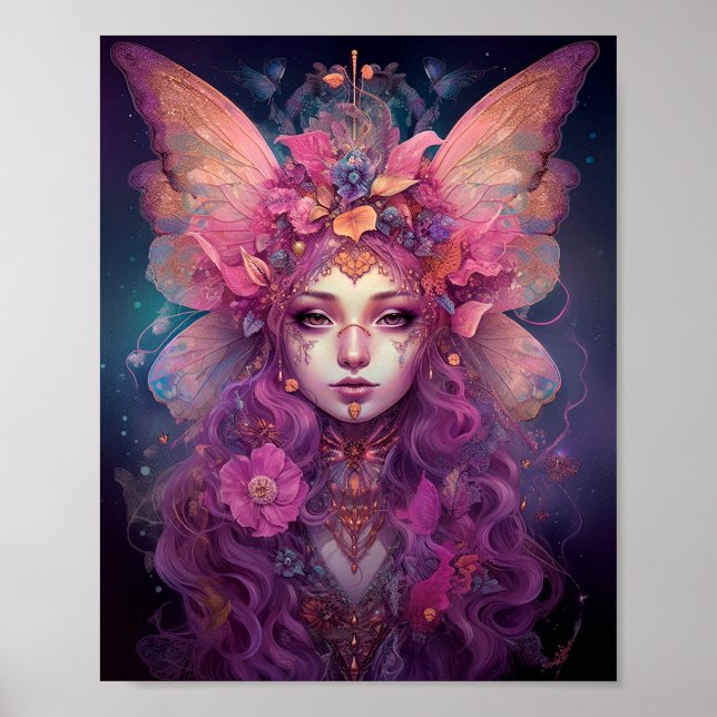 Affiche Rose violet Fairy Queen Imaginaire Art (Devant)
