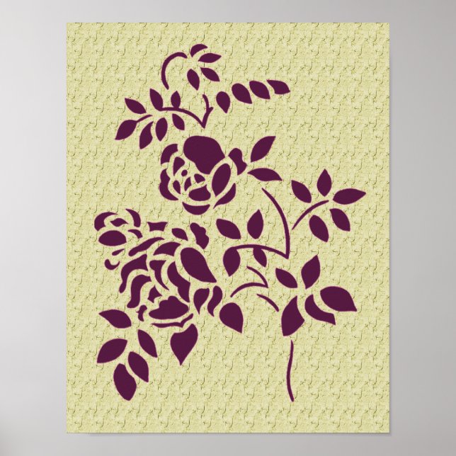 Affiche Rose violet stylo Art Floral (Devant)