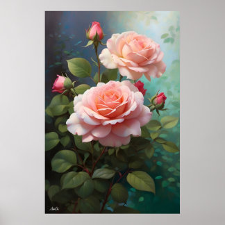 Affiche Rose | WallArt | Style de peinture à l'huile