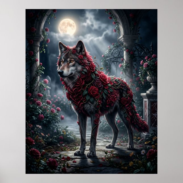 Affiche Rose Wolf Midnight Garden (Devant)