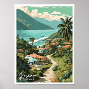 Affiche Roseau Dominica Art Travel Place illustration