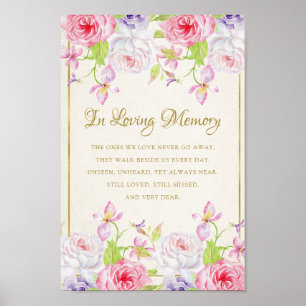 Affiche Roses and Gold Confetti Wedding Memorial