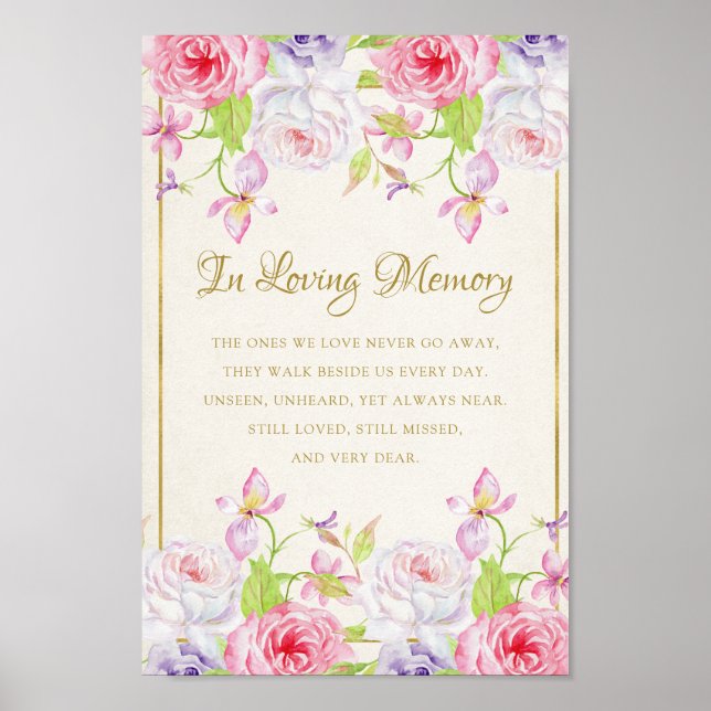 Affiche Roses and Gold Confetti Wedding Memorial (Devant)