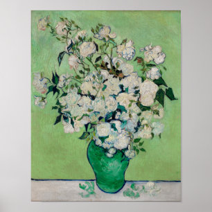 Affiche Roses blanches de Van Gogh - Art floral du vase ém