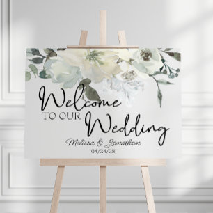 Affiche Roses Blanches d'Ivoire Mariage Floral