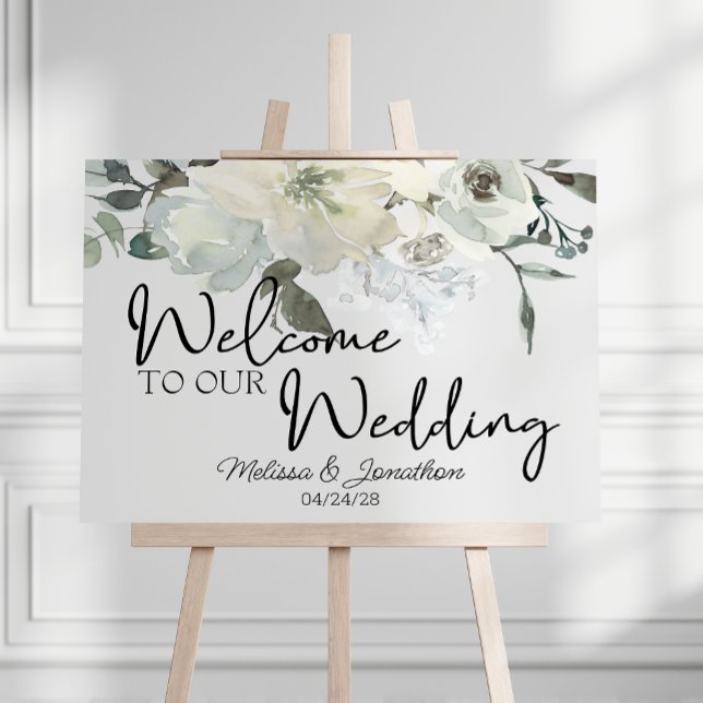 Affiche Roses Blanches d'Ivoire Mariage Floral (Créateur téléchargé)