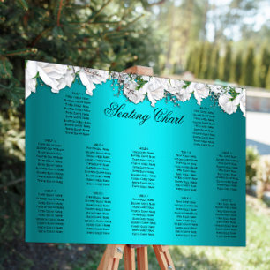 Affiche Roses blanches et Mariage floral Aqua