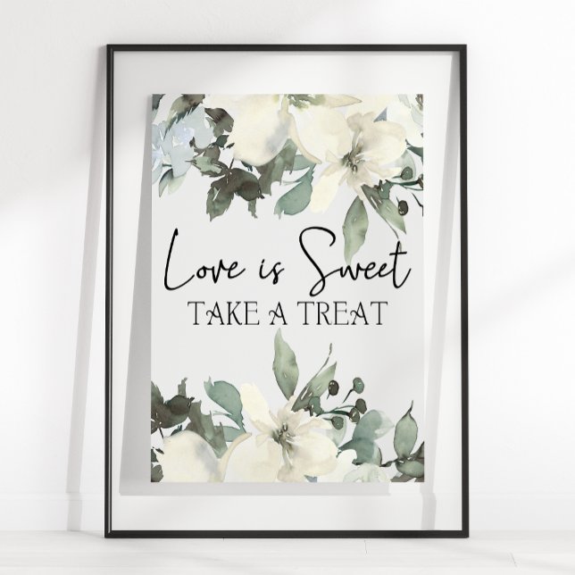 Affiche Roses Blanches Floral Mariage L'amour est doux Fav (Créateur téléchargé)