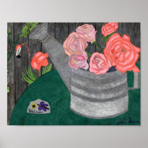 Affiche Roses dans la canne d'arrosage par Julia Hanna