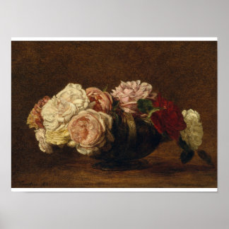 Affiche Roses dans un bol par Henri Fantin-Latour