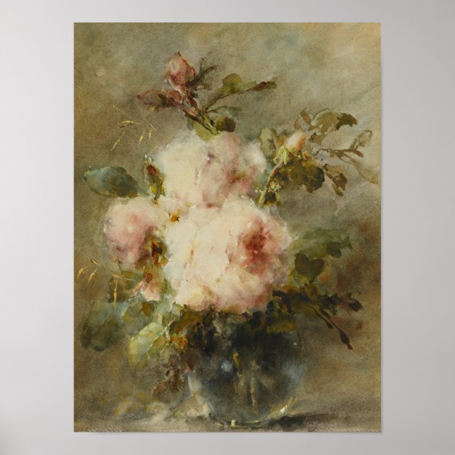 Affiche Roses dans un vase par Margaretha Roosenboom (Devant)