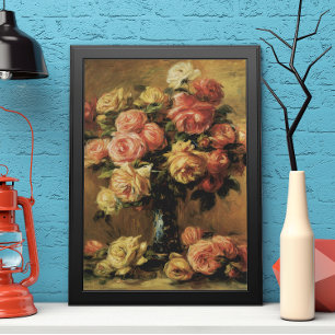 Affiche Roses dans un vase par Pierre Renoir, Beaux-arts v