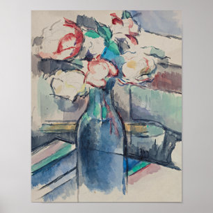Affiche Roses dans une bouteille par Paul Cezanne