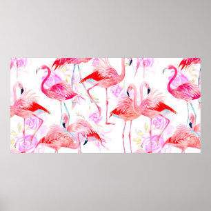Affiche Roses d'aquarelle motif sans couture avec flamme r