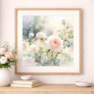 Affiche Roses de jardin rose fardé