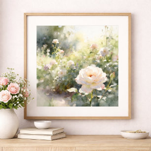 Affiche Roses de jardin rose fardé