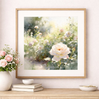 Affiche Roses de jardin rose fardé