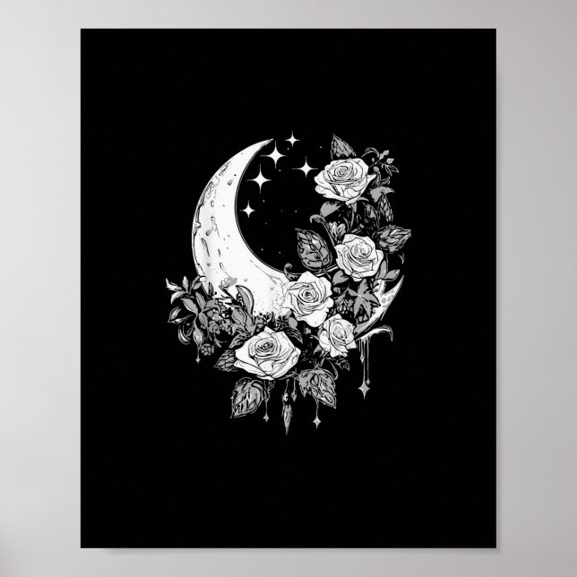 Affiche Roses de lune - Goth romantique - Whimsigoth Witch (Devant)