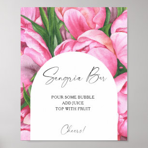 Affiche Roses de pivoine à l'aquarelle - bar à sangria