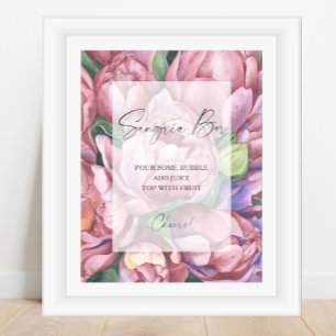 Affiche roses de pivoine à l'aquarelle - bar sangria