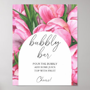 Affiche Roses de pivoine aquarelle - bar pétillant