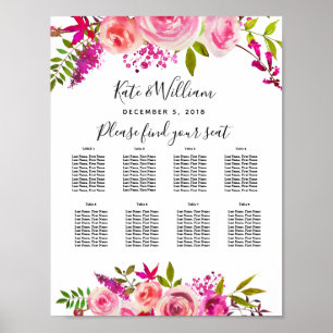 Affiche roses de table rose cristal Plan de table partie/m