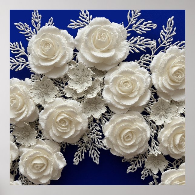 Affiche Roses décoratives blanches élégantes (Devant)