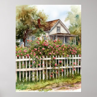 Affiche Roses d'Escalades idylliques dans la campagne rura