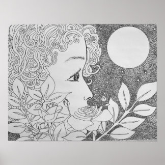 Affiche Roses en encre