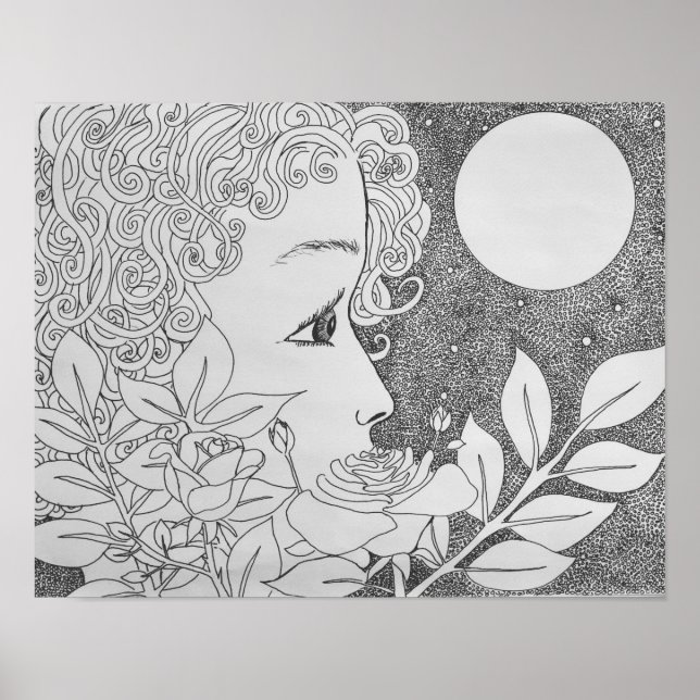 Affiche Roses en encre (Devant)