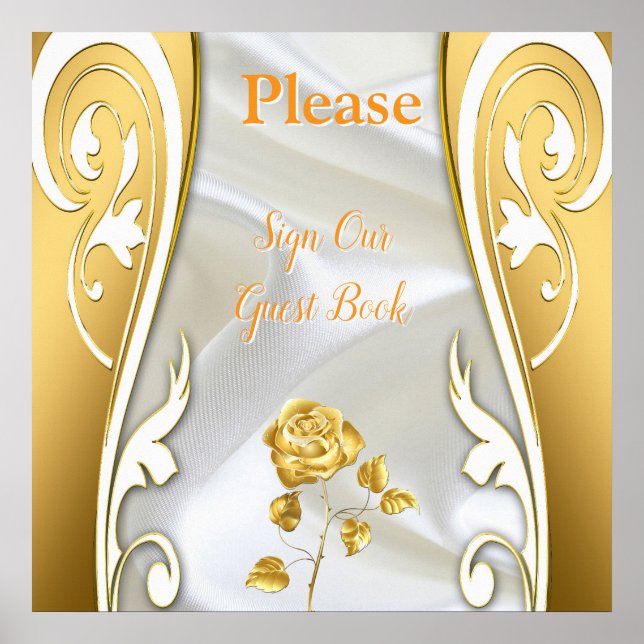 Affiche Roses en soie et or luxueuses et fluides. (Devant)