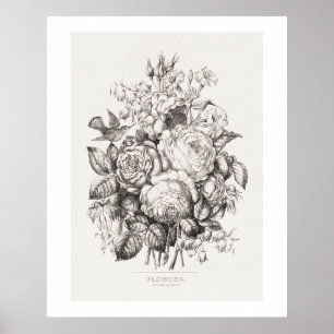Affiche Roses et jacintes (1870) art chromolithographie. f