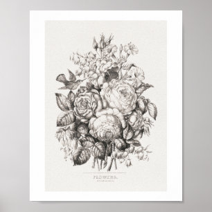 Affiche Roses et jacintes (1870) art chromolithographie. f