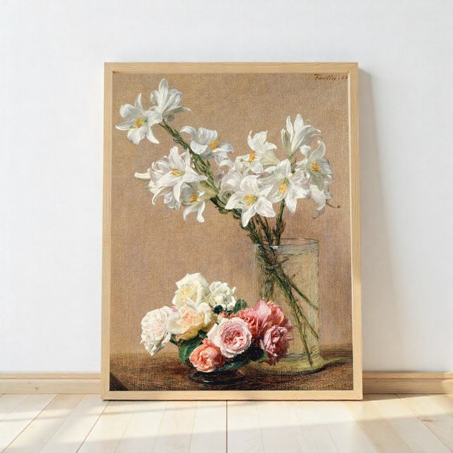 Affiche Roses et Lilies par Henri Fantin-Latour (Créateur téléchargé)