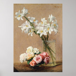 Affiche Roses et Lys par Henri Fantin–Latour