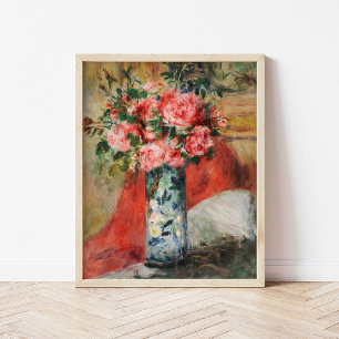 Affiche Roses et pivoines dans un vase   Renoir