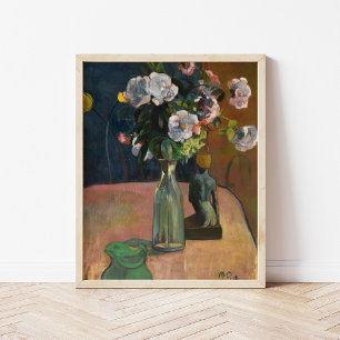 Affiche Roses et Statuette   Paul Gauguin