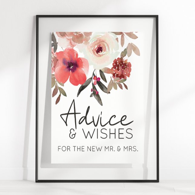 Affiche Roses Florales Rouge Fardée Souhaits de Conseils É (Créateur téléchargé)