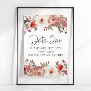Affiche Roses floraux rousses rouge Nuit de la date