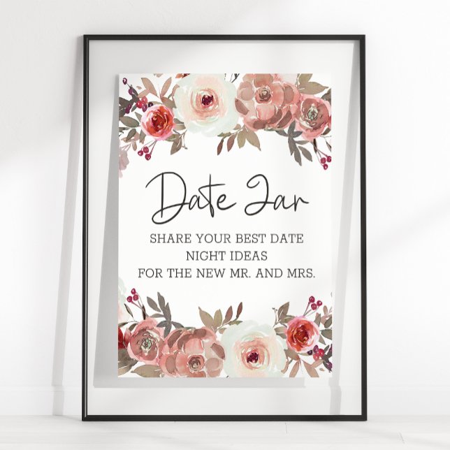Affiche Roses floraux rousses rouge Nuit de la date (Créateur téléchargé)