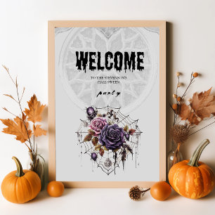 Affiche roses gothiques éffrayants et crâne Fête d'Hallowe