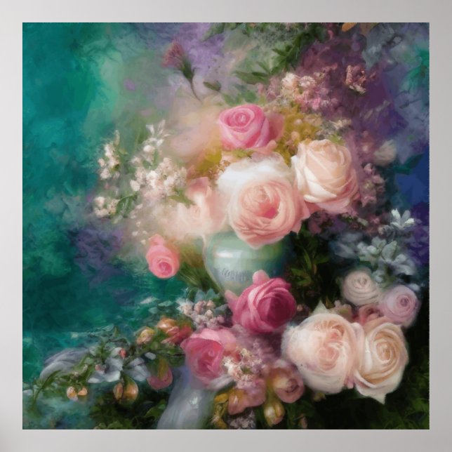 Affiche Roses Imaginaires Peints Dans Toutes Les Couleurs  (Devant)