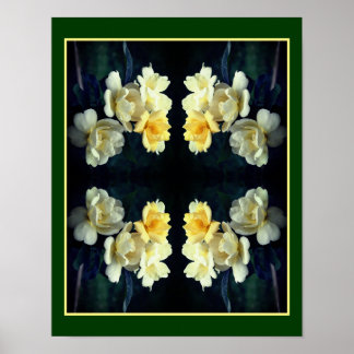 Affiche Roses jaunes en fleurs reflètent l'art de la natur