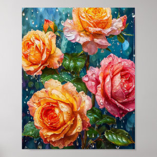Affiche Roses orange